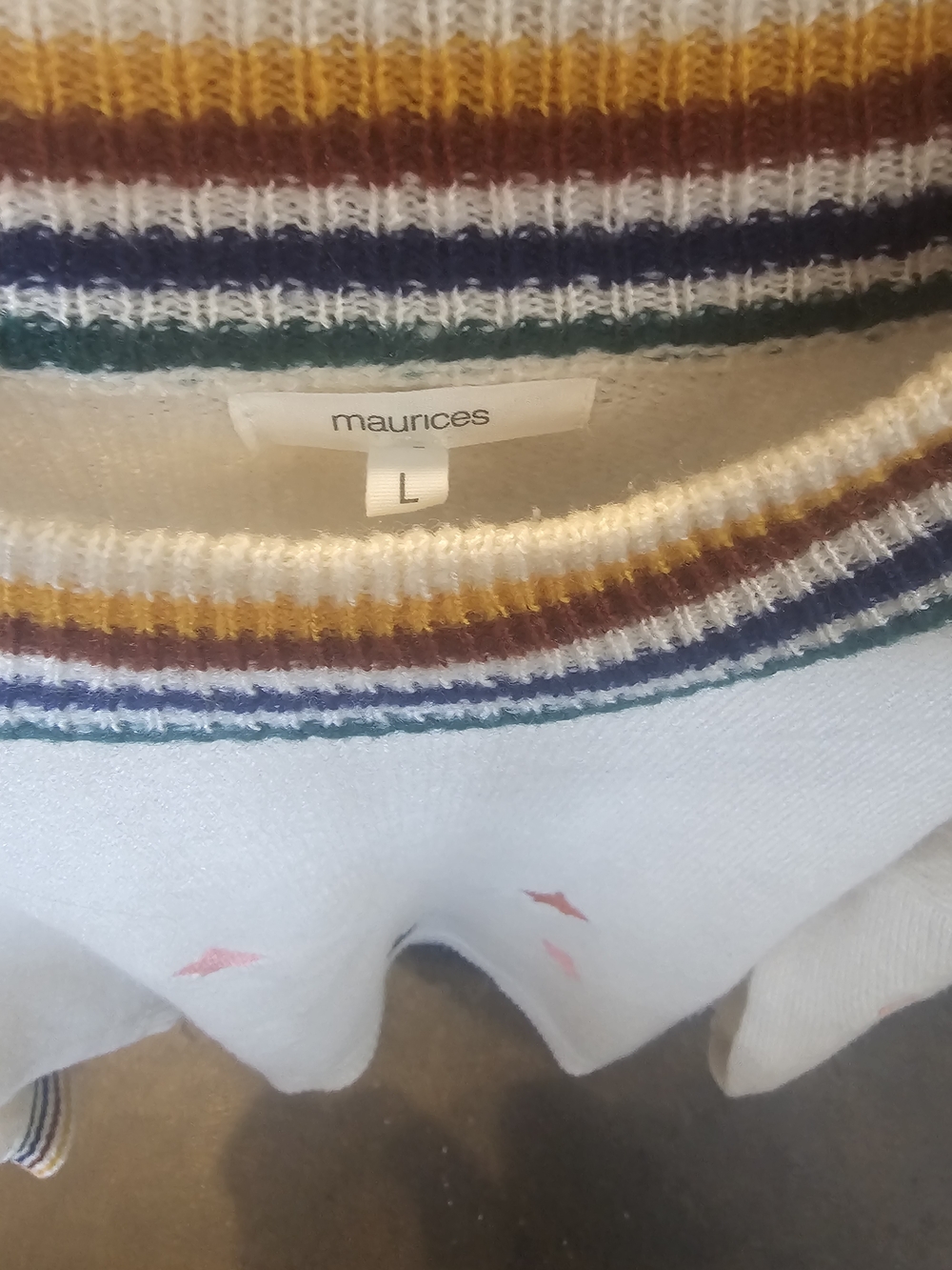 Maurices Cream Crewneck Sweater with Multicolor Star Motif - Picture 4 of 4